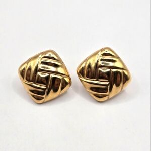10K Yellow Gold Woven Style Square Earrings